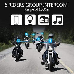 ILM Motorcycle Bluetooth Headset 6 Riders 1000M Helmet Communication Intercom System Hard Soft Cabel Mic Speakers with FM Radio for Motocross Motor Bike Skiing Model-T-MAX