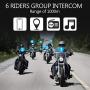 ILM Motorcycle Bluetooth Headset 6 Riders 1000M Helmet Communication Intercom System Soft Cabel Mic Speakers with FM Radio for Motocross Motor Bike Skiing