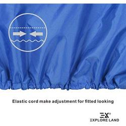 Explore Land Outboard Motor Cover - Waterproof 600D Heavy Duty Boat Engine Hood Covers - Fit for Motor up to 25 HP, Blue