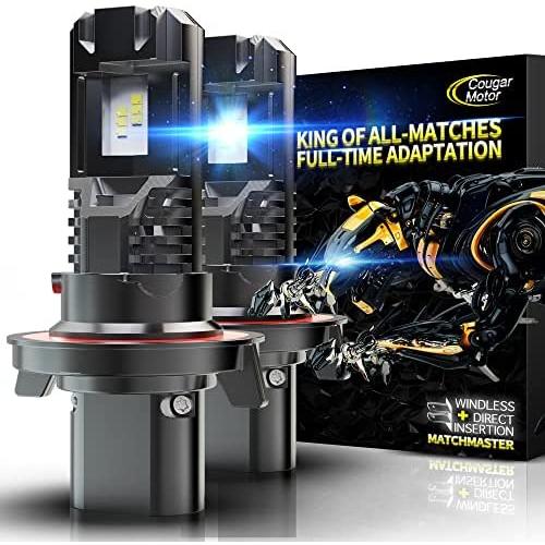 Cougar Motor H13 LED Bulb, 12000LM Noiseless 9008 6500K Cool White All-in-One Conversion Kit Direct Installation, Halogen Replacement