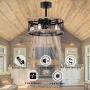 Ohniyou 20 Farmhouse Caged Ceiling Fan with Lights Remote Control Small Rustic Retro Ceiling Fan for Kitchen Living Room Bedroom Vintage Reversible(8&16 Downrod)
