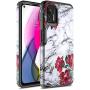 Moto G Stylus 2021 Case, Rosebono Slim Hybrid Shockproof Hard Cover Graphic Fashion Colorful Skin Cover Armor Case for Moto G Stylus 2021 (Rose Marble)