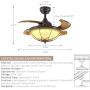 NOXARTE 36 Ceiling Fan with Light Remote Control Vintage Dimmable Retractable Fan Chandelier Lighting Fixture for Living Dining Room