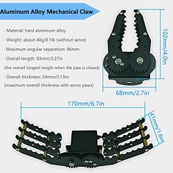 Professional Metal Robot Arm / Gripper / Mechanical Claw / Clamp / Clip with High Torque Servo, RC Robotic Part Educational DIY for Arduino/Raspberry Pie, Science STEAM Maker Platform (Black)