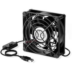 ELUTENG USB Fan 80mm, USB Computer Fan 5V Quite USB Ventilation Fan Compatible with 3 Speed Control for Receiver DVR Playstation Xbox Computer Cabinet Cooling 80 x 80 x 25mm