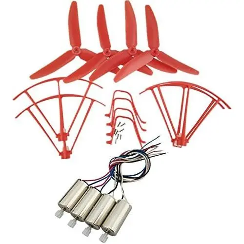 Upgraded Spare Parts Replacement for Syma X5UW X5UC RC Quadcopter Helicopter Copter Toy Motor Three-Blade 3 Blades Propellers Propeller Protectors Blades Frame Landing Skid Included Screws Set (Red)