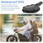 Motorcycle Bluetooth Headset，Wipeeyes E1 Bluetooth Helmet Intercom Headset with CVC Noise Cancellation Stereo Music IPX6 Waterproof for Full face Helmet