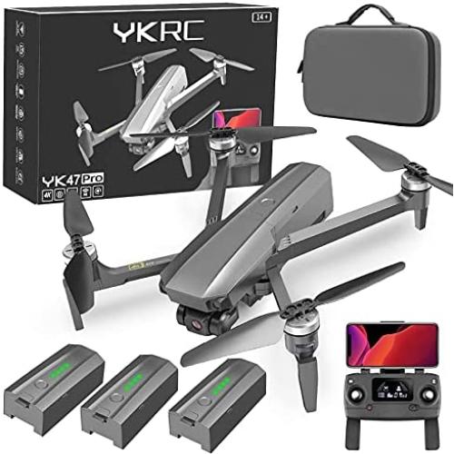 YKRC YK47 Drones with Camera for Adults 4k EIS 3-Axis Gimbal Camera, Brushless Motor, Quadcopter with 84Mins Flight Time, Auto Return Home, Follow me,50times Zoom,Quadcopters