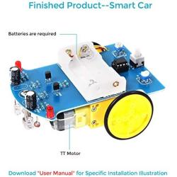 MiOYOOW Practice Soldering Learning Electronics DIY Kit Smart Car TT Motor Soldering Project Kits Line Following Robot Kids DIY Electronics Education School Competition