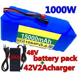 YXDFG 36V 15Ah E-Bike Battery, 10S4P Lithium Ion Battery Pack36v 15000Mah High Power Battery,with BMS+42V2A Charger,for 350W 500W 750W1000w Motor Electric Bike