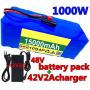 YXDFG 36V 15Ah E-Bike Battery, 10S4P Lithium Ion Battery Pack36v 15000Mah High Power Battery,with BMS+42V2A Charger,for 350W 500W 750W1000w Motor Electric Bike