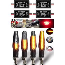 BlyilyB Motorcycle Blinkers Indicator Turn Signal Amber Flowing Sequential Lamp And Flash Strobe Controller Flasher Module for 3rd LED Brake Lamp Tail Stop Lamp