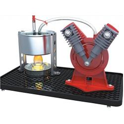 Sunnytech Mini Hot Live Steam Engine Model Education Toy DIY (V-Type)
