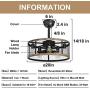 Ohniyou 20 Caged Ceiling Fans and Vintage LED Edison Bulbs,Rustic Farmhouse Ceiling Fan with Lights Remote Control, Reversible Motor, 3 Speeds, 4 Hours Timing