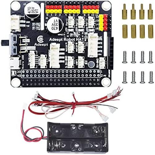 Adeept Raspberry Pi Robot HAT Kit, Smart Robot Car Driver, Robot Expansion Board Support Raspberry Pi 4 Model B 3B+ 3B 2B B+, L298P DC Motor Drive, PCA9685 16 Channel 12-Bit PWM Servo Motor Driver