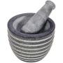 Divit Shilp Mortar and Pestle, Made of Heavy Duty Polished Hard Stone, Natural Stone Grinder for Spices, Pastes, Herbs, Seasoning etc. (Black with Rings)