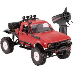 The perseids RC Truck 1/16 Scale RC Rock Crawler 2.4Ghz 4WD Remote Control Offroad Car WPL RC Semi Trucks and Trailer All Terrain Cars, Racing Vehicles Brushed RTR Ideal Gift for Kids and Adults Red