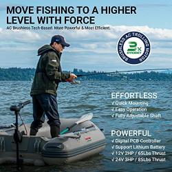 Seamax 12V PowerMax 2HP Brushless Trolling Motor, Stepless Speed Control, Equal to 65 Lb Thrust, 40 Inch Shaft