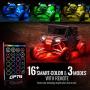 OPT7 Aura ATV UTV Underglow LED Lighting Kit, RGB Multi-Colors Neon Underbody Accent Strips w/Smart Brake Sensor, Switch Wireless Remote, 4-Key Chain Controller, IP67 Waterproof, 12V, 10pc