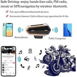 Motorcycle Bluetooth Headset, Helmet Communication System, Motorcycle Walkie-Talkie Helmet Intercom Heaphones with Mic/Automatic Answer/HD Music (intercom-BE6)