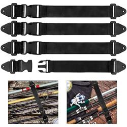 4pcs Boat Deck Rod Tie-Down, Retractable Rod Saver,Rod Buckle Deck Mount, Wide Fishing Rod Straps for Fishing Boat Kayak