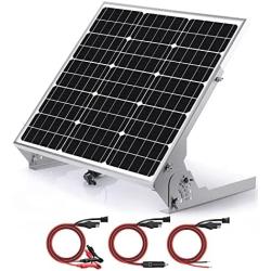 30W 12V Solar Panel Battery Charger Maintainer - Built-in MPPT Charge Controller + Adjustable Mount Brackets + SAE Cable Kits for Boat Marine RV Trailer Automotive Car Home Off Grid System