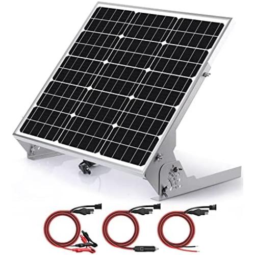 30W 12V Solar Panel Battery Charger Maintainer - Built-in MPPT Charge Controller + Adjustable Mount Brackets + SAE Cable Kits for Boat Marine RV Trailer Automotive Car Home Off Grid System