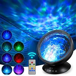 Estink Ocean Wave Projector, Lullaby Night 7 Relax Light Show Projection, Music Player, Auto-Off Timer for Nap-time for Baby Nursery, Adults and Kids Bedroom, Living Room, Black