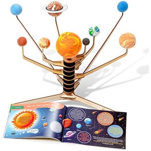 Jinnto Educational STEM Box Model Solar System Toy Project for Kids - Rotating Building Planetarium Model DIY - 3 In1 Exciting Astronomy Game Kit Gift for Children Age 6 and Up