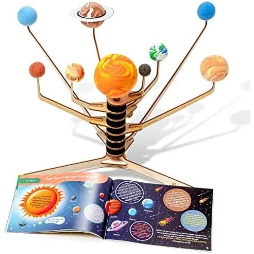 Jinnto Educational STEM Box Model Solar System Toy Project for Kids - Rotating Building Planetarium Model DIY - 3 In1 Exciting Astronomy Game Kit Gift for Children Age 6 and Up
