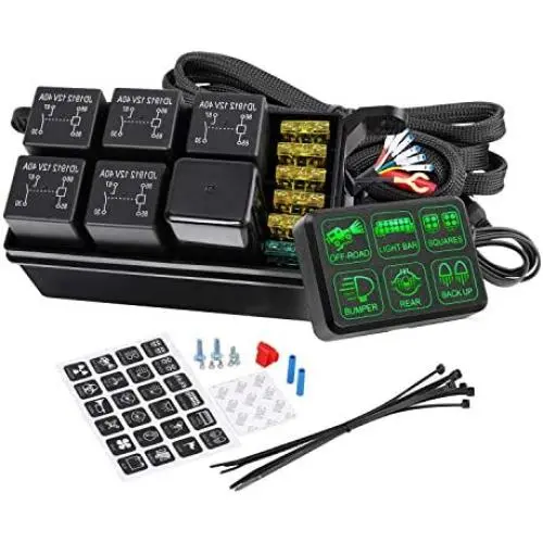 Panneau de Commande à 6 Canaux, Boîtier de Contrôle de Circuit Universel Nirider Bouton Interrupteur Pod Interrupteur Tactile pour Camion ATV UTV SUV Voiture Panneau de Commande à 6 Canaux, Boîtier de Contrôle de Circuit Universel Nirider Bouton Interrupteur Pod Interrupteur Tactile pour Camion ATV UTV SUV Voiture