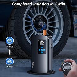 Nulksen Tire Inflator Portable Air Compressor, 150PSI Cordless Air Pump for Car Tires with 7800mAh Battery, Fast Inflate Electric Tire Pump with Pressure Gauge Emergency Light for Car Bike Motor Ball
