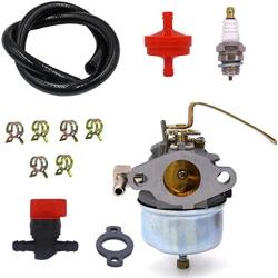 NIMTEK 631918 Carburetor With Spark Plug Fuel Hose Shut Off Valve for Tecumseh HS40 4HP HS50 5HP Engine Carb