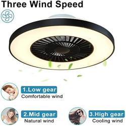 DLLT Modern Ceiling Fans with Lights, 40W LED Dimmable Ceiling Fan with Remote, 7 Invisible Blades Semi Flush Mount Ceiling Fan Light, 3-Speed Indoor Low Profile Ceiling Fan, 3000K-6500K Timing