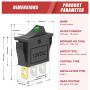 QCQIANG 2PCS AC 16A 250V 20A 125V Rocker Switch with Green LED Light, Rocker Button Switch for Cars, Motorcycles, Vacuum Cleaners