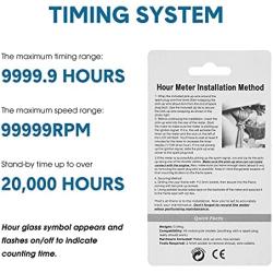 2 Pieces Inductive Hour Meter for Gas Engine Lawn Mower Dirt Bike Motorcycle Motocross Snowmobile Karting Marine ATV Boat Outboard Motor Generator Waterproof Hour Meters (Black, Red)