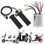 Brush Controller with Throttle Handle Kit, 24V 500W Durable Aluminum Alloy & Plastic Universal Brush Controller with LCD Display Electric Bicycle Modification Accessories