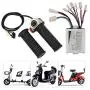 Brush Controller with Throttle Handle Kit, 24V 500W Durable Aluminum Alloy & Plastic Universal Brush Controller with LCD Display Electric Bicycle Modification Accessories
