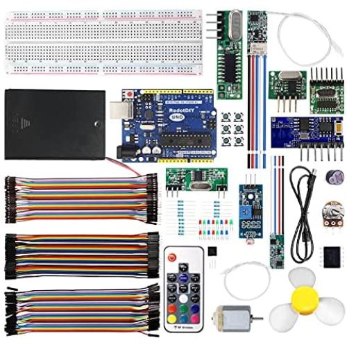 Super Starter Kit Based on Arduino UNO R3 with Tutorial and Controller Board Compatible with Arduino IDE, Includes Relay Wireless Radio Frequency Remote Control Switch Transmitter and Receiver kit