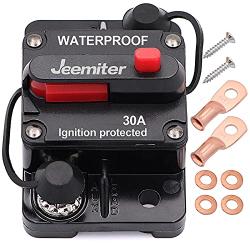 30 Amp Circuit Breaker with Manual Reset Wire Lugs Copper Washer and Screws for Car Marine Trolling Motors Boat ATV Manual Power Protect 12V-48VDC, Waterproof