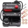 30 Amp Circuit Breaker with Manual Reset Wire Lugs Copper Washer and Screws for Car Marine Trolling Motors Boat ATV Manual Power Protect 12V-48VDC, Waterproof