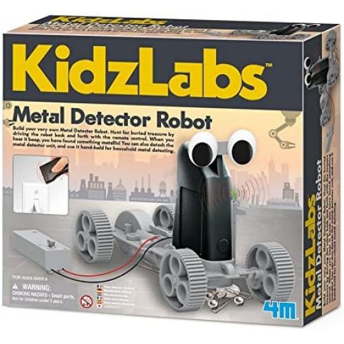 4M Kidzlabs Metal Detector Robot Kit –Stem Toys Rc Science Project Educational Gift for Kids, Brown/A, Model:4607