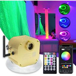 AMKI 16W Twinkle Fiber Optic Sensory Lights, Curtain Decorative RGBW Flash Point Sparkle Lamp Kit 300pcs 1.0mm 9.8ft