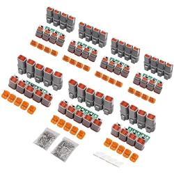 JRready 316PCS Deutsch DT Series Gray Connector Kit in 2 Pin Waterproof Connector,4 Pin Connector with 88 PCS Stamped Formed Contacts(14-18AWG), Deutch Pin Kit, Marine Deutsch Connectors ST6319