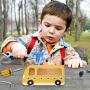 Screw Driver Boards Montessori Toy: 1 Set of Wooden Fire Truck Toys STEM Driver Spanner Kits Basic Skill Educational Learning Sensory Toy for Kid