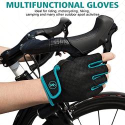 HUANLANG Bike Gloves for Men Women Cycling Gloves Half Finger Mountain Biking Gloves Gel Padded Anti Slip Breathable Fingerless Motorcycle Gloves for Gym Bicycle Workout Gloves