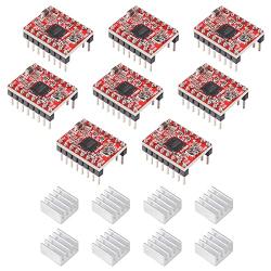 8PCS A4988 Stepstick Stepper Motor Driver Module with Heat Sink Compatible with 3D Printer Reprap, CNC Machine or Robotics