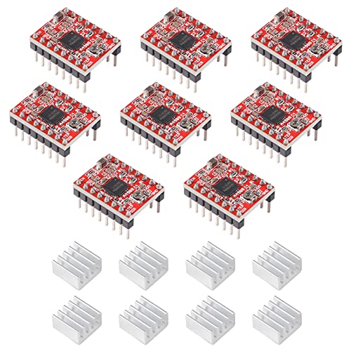 8PCS A4988 Stepstick Stepper Motor Driver Module with Heat Sink Compatible with 3D Printer Reprap, CNC Machine or Robotics