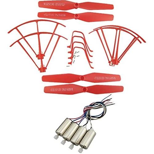Upgraded Spare Parts Replacement for Syma X5UW X5UC RC Quadcopter Rc Helicopter Copter Toy Motor Main Blade Propellers Propeller Protectors Blades Frame Landing Skid with Screws Set (Red)