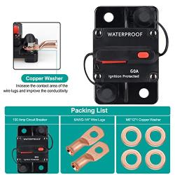 60 Amp Circuit Breaker,with Manual Reset,Waterproof, 12V-48V DC, 30-304A,for Car Marine Trolling Motors Boat ATV Manual Power Protect for Audio System Fuse